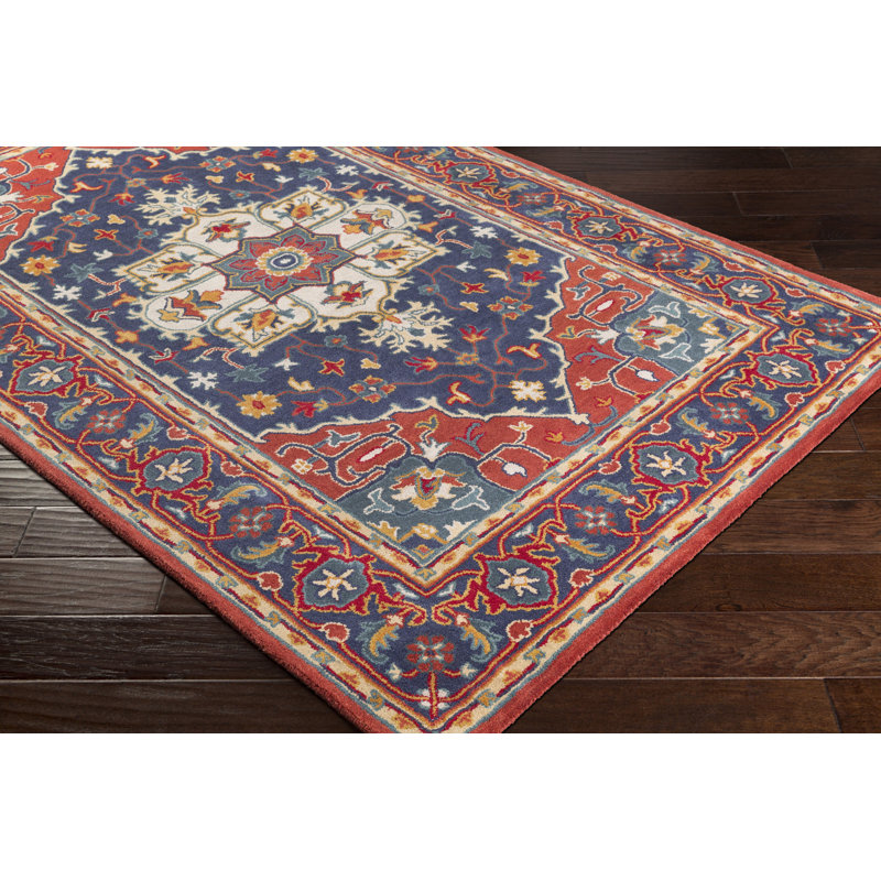 Charlton Home Dessie Hand Tufted Wool Navy/Bright Red Area Rug Wayfair